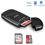 SD / MicroSD USB 3.0 Card Reader,Super-Speed Card Reader 9-in-1 for SDXC,SD,MMC,RS-MMC,SDHC,Micro SD,Micro SDXC,Micro SDHC,ExtremeSD,Cards-Black