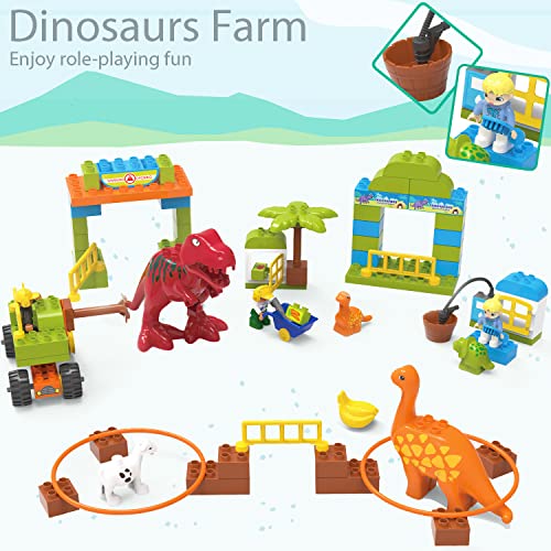 Toddler Building Blocks, Dinosaur Building Toy Set, Farm Animals