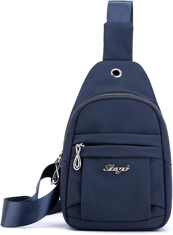 Amazon Uwanna ボディバッグ ワンショルダーバッグ 斜め掛けバッグ レディース ミニ イヤホン穴 右利き 左利き 兼用 防水 おしゃれ 散歩 かわいい ファーチャーム付 アウトドア C ネイビー Uwanna 斜めかけバッグ