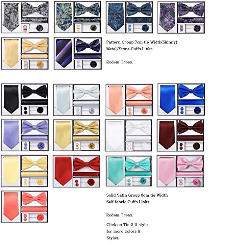 Tie G .5pcs Tie set in a gift box : Tie sets : Solid color Neck tie,Satin Bow tie,Pocket Square, Lapel, Cuffs link (Red,Black Pailsey) - Thumbnail 6