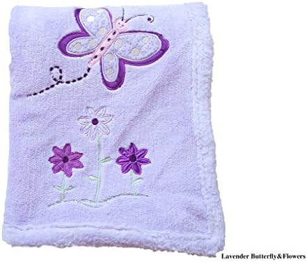 Danica Super Soft Coral Fleece Baby Girl Blanket, 40" X 30" Cozy, Comfortable & Warm (Lavender Butterflies)