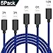iPhone Charger TNSO 5 Pack (3/3/6/6/10ft) Extra Long Nylon Braided 8 Pin Lightning Cable USB Charger Cord Compatible with iPhone X/8/8Plus/7/7Plus/6S/6S Plus/SE/iPad/Nano and more (Black and Blue)