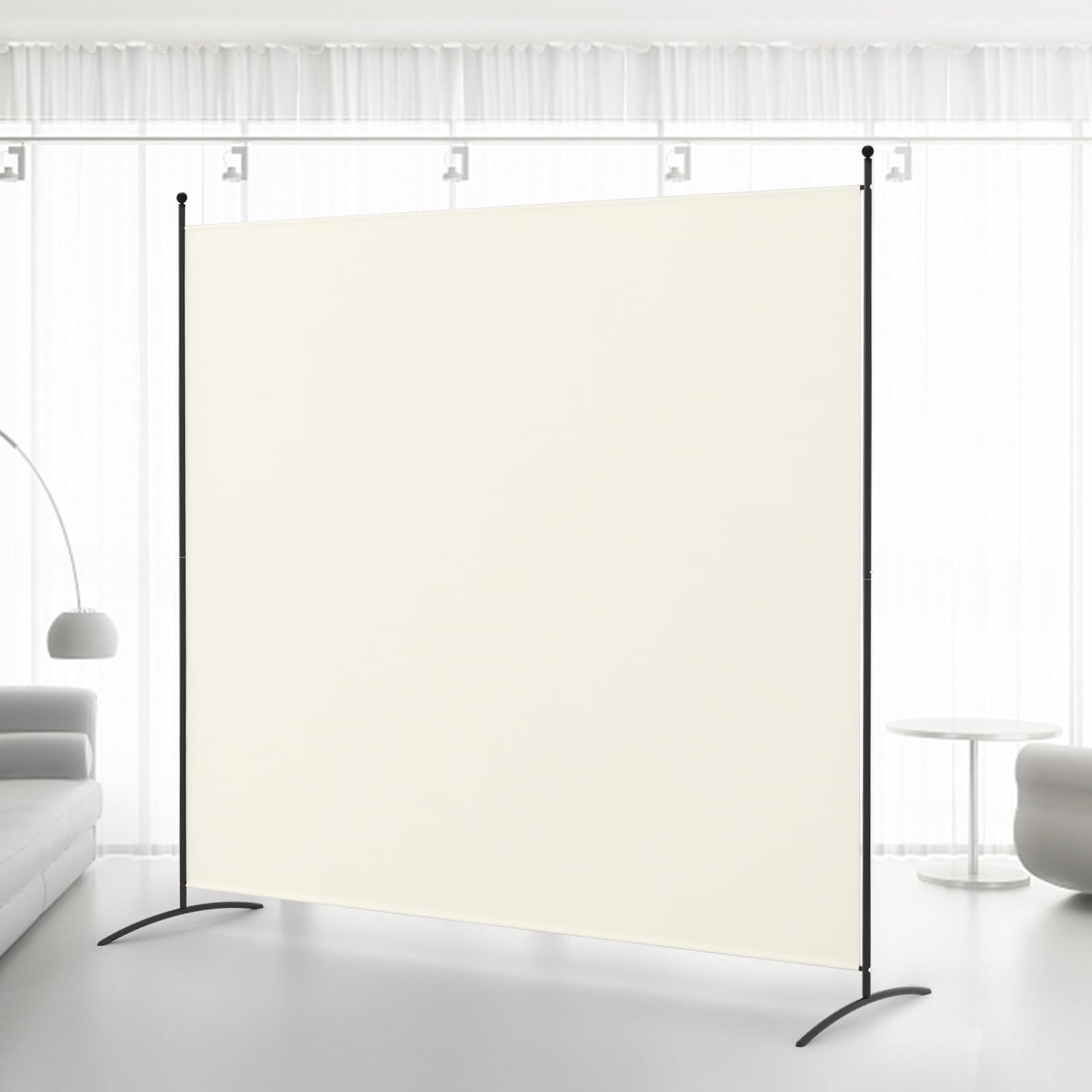 Kokorona 1 Panel Room Divider, 6FT Tall Folding Privacy Screen Wall Dividers, Portable Single Panel Temporary Privacy Wall Freestanding Room Divider for Room Separation, Beige, W 180 x H 180 cm
