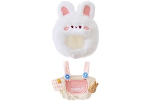 CALEMBOU Plush Doll Clothes, 4 Inches Cute Animal Series Plush Doll Clothes for Labubu, Kawaii Doll Clothes Accessories Set for Birthday Gifts (Cute Rabbit Set)