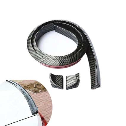 Universal Spoiler Lip Stickers 4 9ft Black Carbon Fiber Car Rear Spoiler Exterior Rear Spoiler Kit Fits For Most Cars Punch Free Installation Amazon In Car Motorbike