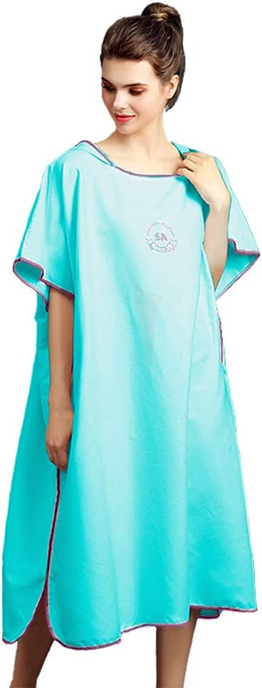 Hiturbo Changing Robe Surf Poncho with Hood One Towel Lightweight