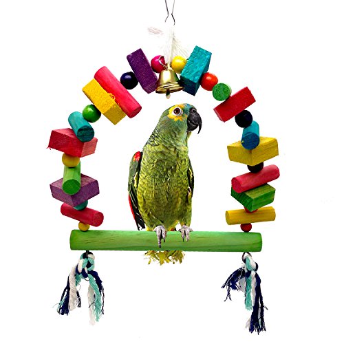 image for Mrli Pet Bird Swing Bridge Toys with Colorful Wooden Knots Block Hangi
