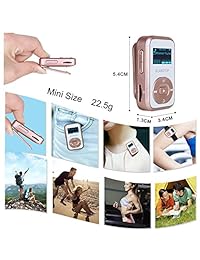 Reproductor de MP3 8 GB Bluetooth klantop Digital Clip Reproductor de música con Radio FM Función de grabación de voz diseño especial para deporte y amantes de la música, Rose gold