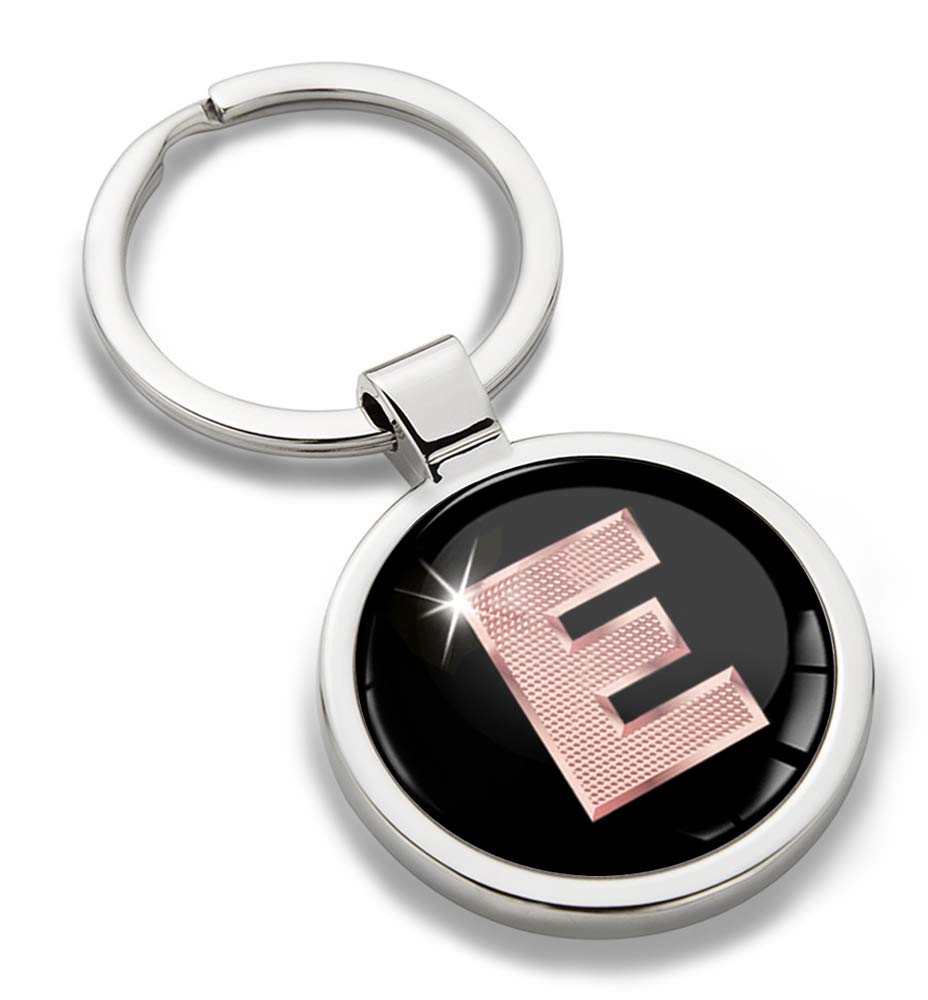 Biomar Labs Letter Keychain Alphabet Initial Keyring 3D Metal Stainless Steel Personalised Initials Charm for Car Keys and House Keys Available in Rose Gold (E in Rose Gold KK 31)