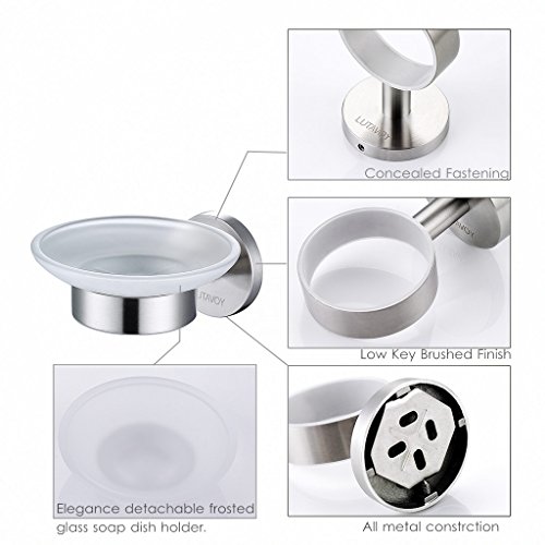 LUTAVOY LD01 Wall Soap Dish Holder,Soap Holder For Sink,Frosted Glass Soap Holder,Hardware and Instruciton Included