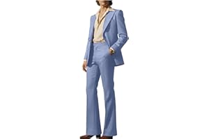 ORBITRAY Men's 2 Piece Retro Flared Suit Set Single Breasted Blazer Wide Leg Pants 70s Vintage Outfit for Wedding Party Prom