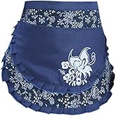 Love Potato Woman Vintage Floral Print Half Creative Craft Aprons Work Waist Apron with 2 Pockets, Blue