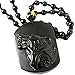SCOO Hand Carved Natural Genuine Obsidian Howling Wolf Head Amulet Pendant Necklace