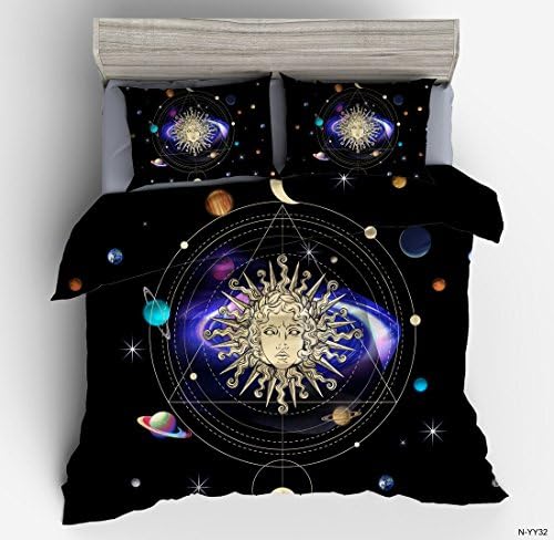 SxinHome 3d Helios Galaxy Bedding Set for Teen, Duvet Cover Set,3pcs 1 Duvet Cover 2 Pillowcase(no Comforter inside),Queen size