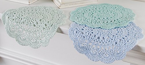 Crochet Lace Doilies | Beach Home Decor Table Art | Set of 3 | 8 x 8 Inch