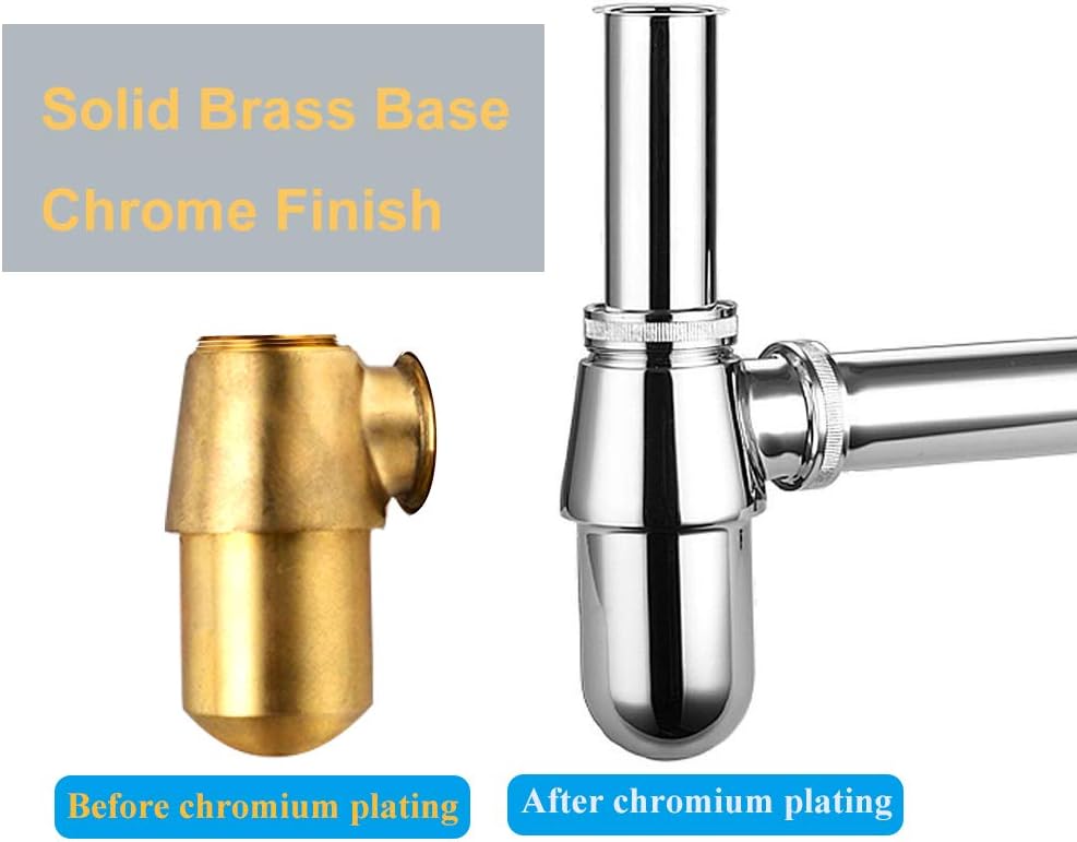 Chrome Bottle Trap Basin Waste Bathroom Sink Pipe Adjustable Height & Outlet, Length: 295mm, Width: 200mm - Image 4