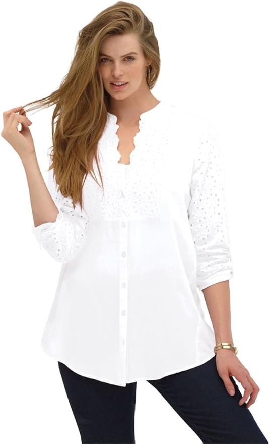 scalloped white blouse