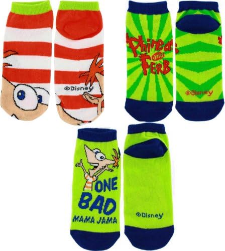 Phineas and Ferb Toddler Lime Green Socks 3-Pair Set, Size 6 - 8.5 (2-4 years)