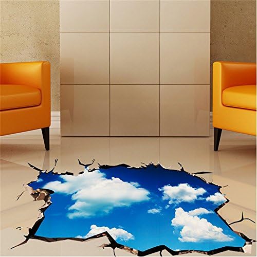 3D Blue Sky and White Clouds Floor/Wall Decoration Sticker Removable Mural Decals Vinyl Art Home