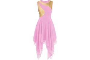 yrsZX Women's Praise Dance Dress Tunic Irregular Flowy Skirt Sleeveless Worship Liturgical Lyrical Dance Costume