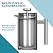 AmoVee French Press Coffee Maker Tea Maker, 304 Stainless Steel Double Insulation, with Espresso Spoon and Bonus Screen (350ML, 12 oz)