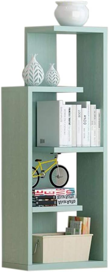 MOM Home Storage Shelves,Office Furniture Stands Tree-Shaped Bookshelf Floor Rack Shelf Design Shelf File Manager Decorative Frame Bedroom Space Saving Holders,Gemstone Green,18.89 * 9.44 * 47.24In