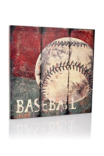 Baseball Sports Canvas Wall Art | Boys Bedroom DÃ©cor | Kids Room | Vintage Sports Art | Baseball Decor | for Sports Room & Game Room | Great Gift | Large Size 18"x18"