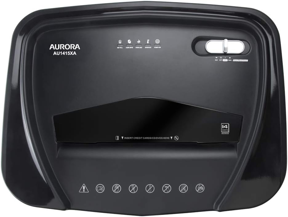 Aurora AU1415XA 14-Sheet Crosscut Paper/CD and Credit Card Shredder/ 5-Gallon pullout Basket/ 10 Minutes Continuous Run Time : Electronics