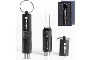 KEENSUN 2-in-1 Cigar Punch Tool Set with Cigar Hole Opener(9mm) and Twin Nubber, Portable Rotary Punch with Key Chain Ring (Black)