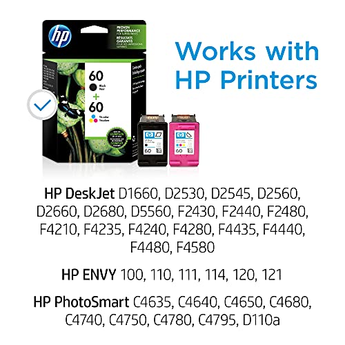 HP 60 Black/Tricolor Ink Cartridges (2pack) Works with DeskJet