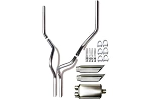 Colt Exhaust | Stainless Steel Universal Mandrel Dual Pipe & Single Chamber Muffler with Angle Cut Tips Compatible for 2011-2018 Ram 2500 | Free Clamps and Hangers Included