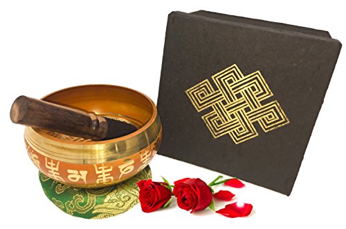 Large 5 inches tibetan singing bowl set with deep reson…
