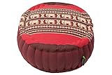 GABUR Kapok Dreams Zafu Round Meditation Cushion 100% Kapok, Red Elephants Thai Design Pillow