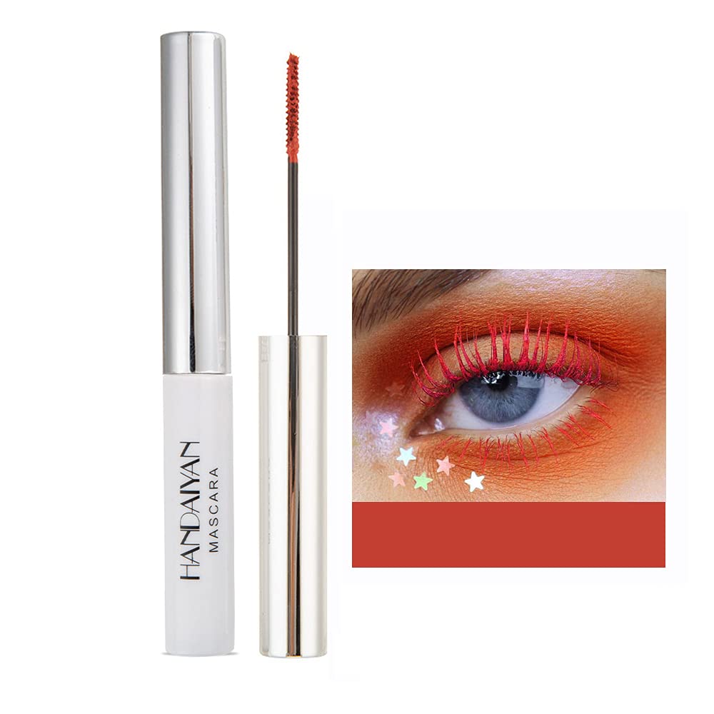 OCHILIMA 4D Mascara Colorful Fiber Mascara Charming Long Lasting, Thick & Long Eyelash Waterproof and Smudge-proof Eyes Makeup, Red Coral