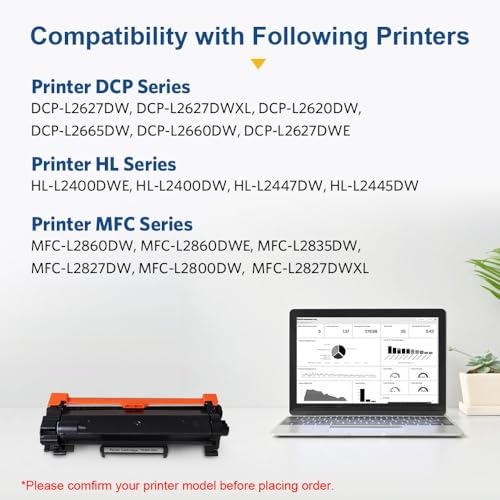 TN2510XL TN2510 TN-2510XL Toner Cartridge Compatible for Brother TN-2510 TN 2510XL 2510 XL for Brother DCP-L2627DWE HL-L2400DWE DCP-L2665DW MFC-L2835DW DCP-L2660DW MFC-L2800DW With Chip (2 x Black)
