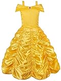 JerrisApparel Princess Belle Off Shoulder Layered Costume Dress for Little Girl (7 Years, Yellow)