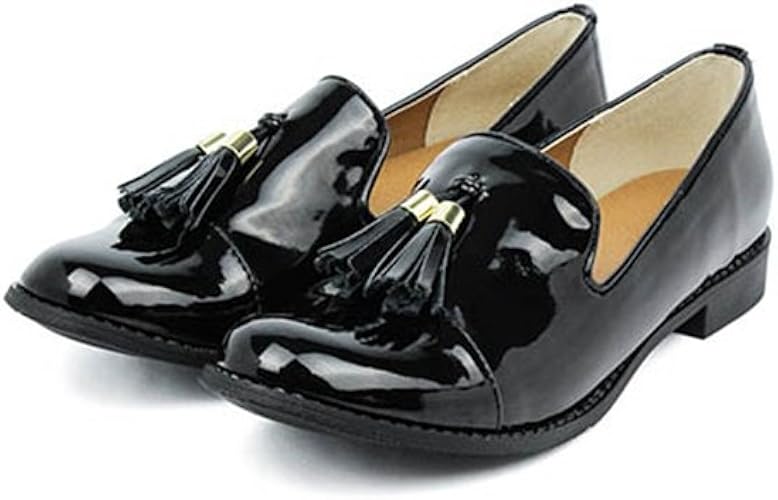 Amazon 高反発クッション おじ靴 レディース エナメル タッセルローファー オックスフォードシューズ ローファー 学生 女子 とんがり靴 ローヒールパンプス 歩きやすい 黒 3e レディース 厚底 ホワイト 22 5cm イノヤ イノヤシューズ ローファー スリッポン