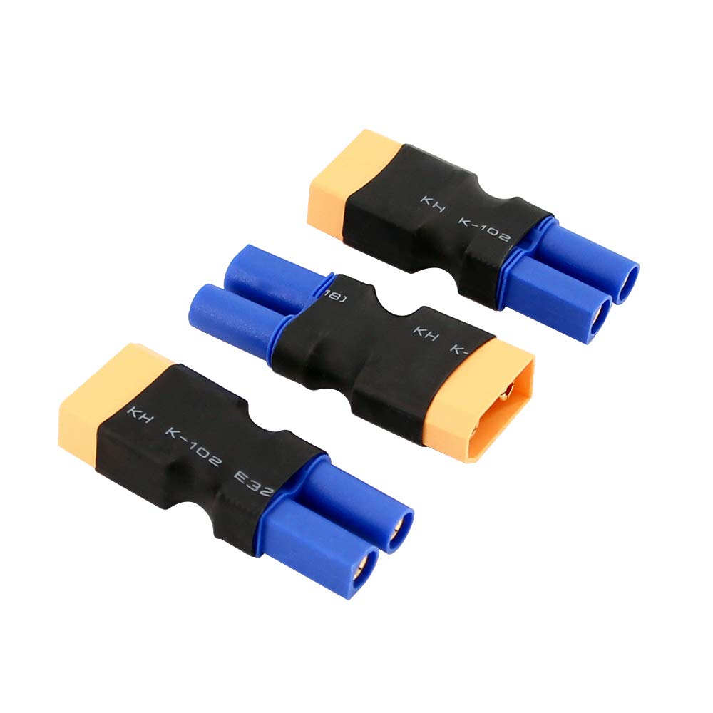 BDHI 3pcs No Wires Connector: Female EC5 to XT90 / XT-90 Male - Heavy Duty Adapter(BDHI-02)