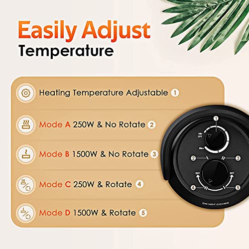 1500W Electric Space Heater for Indoor Use 2-In-1 Space Radiant Heater w/ Thermostat, Fast Heating, Oscillating, Ideal for Home/Livingroom Patio Heater
