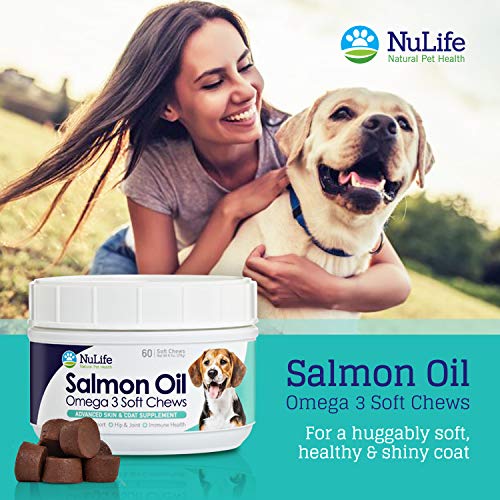 NuLife Natural Pet Health Dog Salmon Oil Treats, Omega 3 for Dogs Chews
