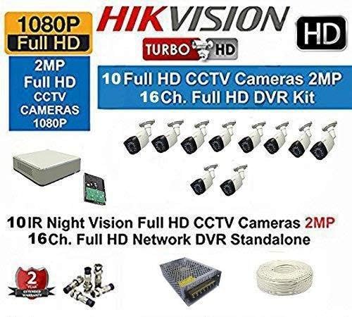 AED Hikvision DS-7A16HGHI-F1/N 1080P (2MP) 16CH Turbo HD DVR, Hikvision DS-2CE1ACOT-IRP Bullet Cameras 10 Pieces, 2TB Hard Disk , Yas 3 and 1 Copper Wire Roll , Power Supply Full Combo Kit
