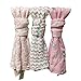 Muslin Baby Swaddle Blankets by LANCON Kids (3 Pack) - 100% Cotton, Soft, Stylish, Multi-Use Blankets 47 x 47 (Pink/Gray/White - Chevron, Floral, Safari Collection)