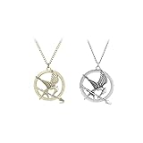 2 Pcs Hunger Games Necklace,Mockingjay