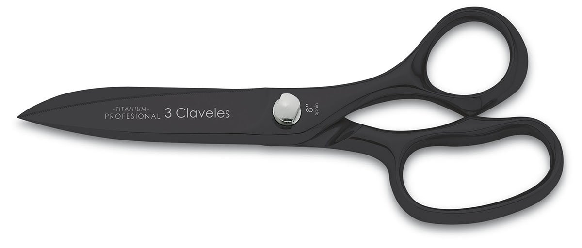 3 Claveles 8" High Performance Scissors, Carbon Steel, Black, 23 cm (9")