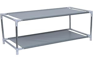 GALPADA Metal Shoe Rack Double Layer 2-Tier Wide Bedside Shoe Organizer for Dorm Room Bedroom Storage