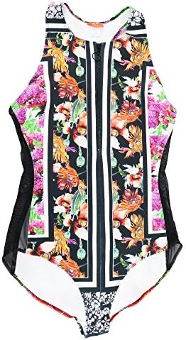 Clover Canyon Women's Floral One Piece Neoprene Swimsuit (L, Multi Color)