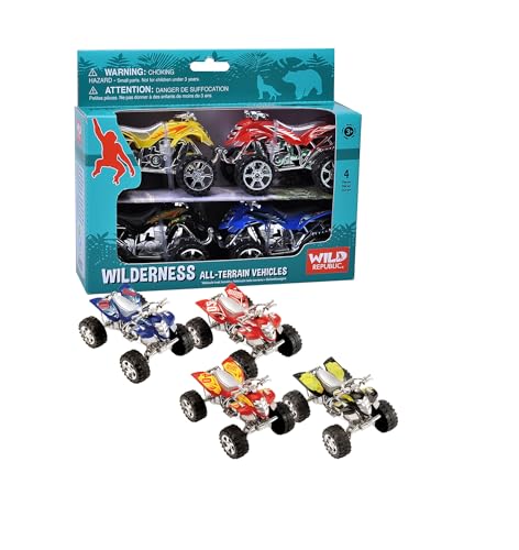 Wild Republic Action ATV Wilderness Four Pack, Friction Motor, Gift for Kids, G…