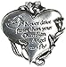 Cathedral Art Heart Visor Clip, Never Drive Faster Silver, 2 inches