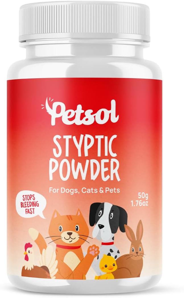 PetSol Styptic Powder 50g for Pets Stops Bleeding Fast Dogs Cats Small Animals