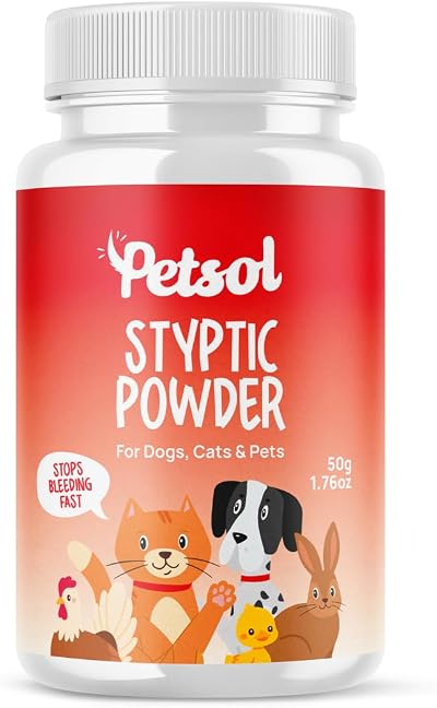 PetSol Styptic Powder 50g for Pets Stops Bleeding Fast Dogs Cats Small Animals